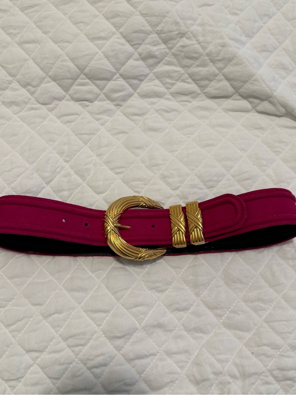 Carlisle Accessories Pink Suede Belt Decorative Gold Buckle and keeper loops